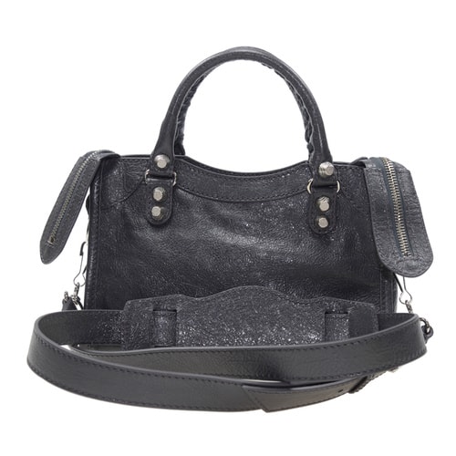 【包郵包稅】Balenciaga/巴黎世家 女士灰色羊皮機(jī)車手提包 #309544 D94JN 1160