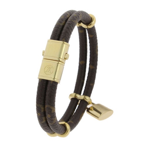 Louis Vuitton/路易威登 MONOGRAM KEEP IT TWICE系列 老花色金屬掛鎖雙層手環(huán)/手鐲19號(hào) M6640F