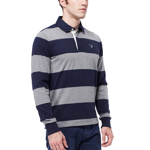GANT/甘特 男士T恤條紋長(zhǎng)袖POLO領(lǐng)T恤 235501