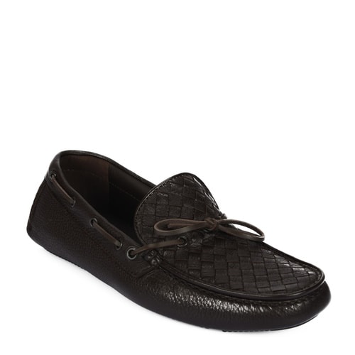 Bottega Veneta/葆蝶家 咖啡色編織牛皮男士樂(lè)福鞋休閑鞋 308160 VQ921 2006