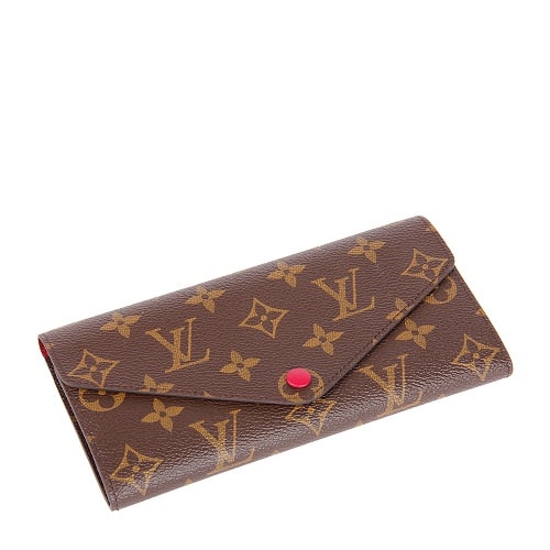 Louis Vuitton/路易威登 老花色配玫紫色Monogram帆布女士三折錢(qián)包（含可拆卸手袋）M60708