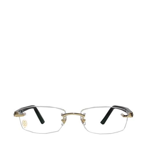 CARTIER/卡地亞經(jīng)典無框鍍金飾面黑色鏡腿男女款平光鏡眼鏡