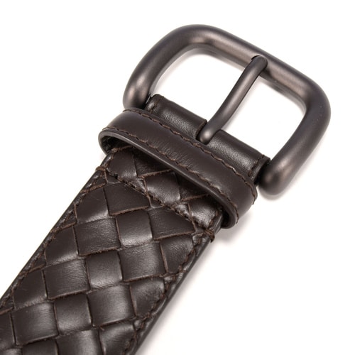 Bottega Veneta(葆蝶家) 深棕色皮質編織腰帶100#