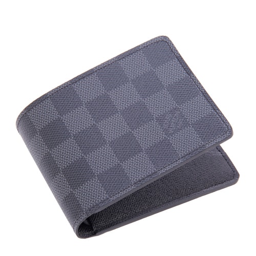 Louis Vuitton/路易威登 MULTIPLE灰棋格 男士 牛皮 短款 兩折 錢(qián)包 錢(qián)夾 N62663