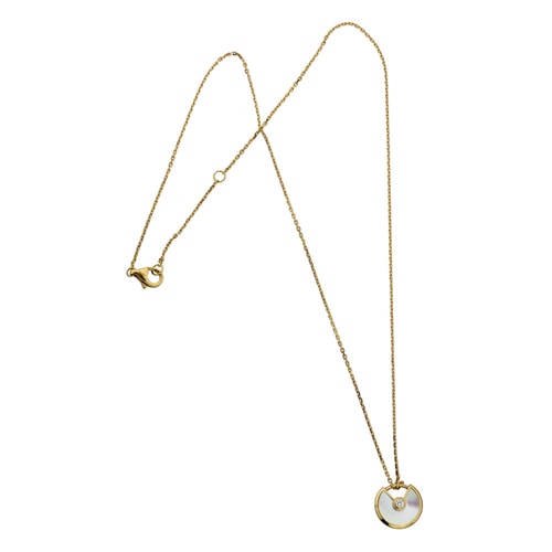 CARTIER/卡地亞 AMULETTE DE CARTIER系列18K黃金鑲嵌鉆石珍珠母貝 掛鎖設計超小號項鏈掛墜 B3047100