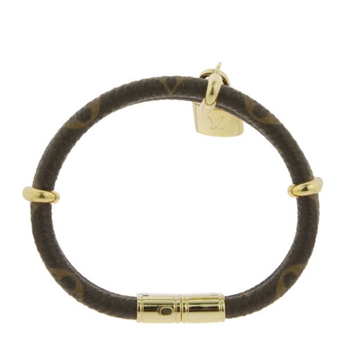 Louis Vuitton/路易威登 MONOGRAM KEEP IT TWICE系列 老花色金屬掛鎖雙層手環(huán)/手鐲19號(hào) M6640F