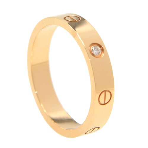 CARTIER/卡地亞love18K玫瑰金，鉆石女性戒指\指環(huán)
