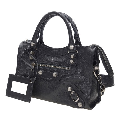 【包郵包稅】Balenciaga/巴黎世家 女士灰色羊皮機(jī)車手提包 #309544 D94JN 1160
