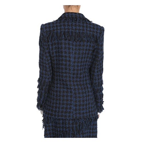 MSGM/MSGM 女士雙排扣毛邊裝飾棉混紡?fù)馓?EL