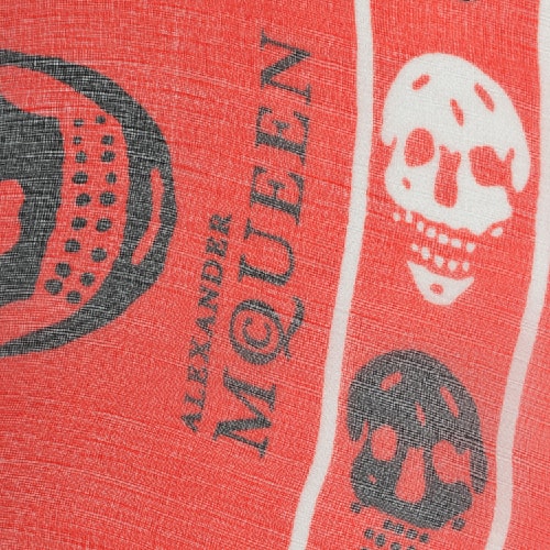 Alexander McQueen/亞歷山大麥昆 紅色經(jīng)典骷髏圖案圍巾 ML