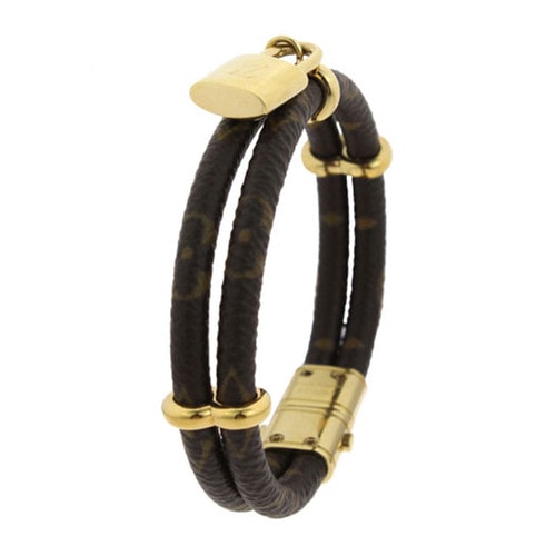 Louis Vuitton/路易威登 MONOGRAM KEEP IT TWICE系列 老花色金屬掛鎖雙層手環(huán)/手鐲19號(hào) M6640F