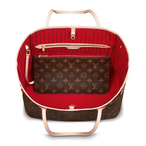 Louis Vuitton/路易威登 Neverfull中號(hào) Monogram帆布/配皮 女士 單肩包 M41177