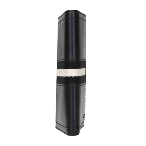 BALLY/巴利 男士TREVOR短款小牛皮對折護(hù)照夾 6206808 黑色/米黑條紋