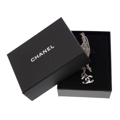 CHANEL/香奈兒 16新款飛機場系列斜紋拼接經(jīng)典雙c項鏈 毛衣鏈A95107 深藍(lán)色