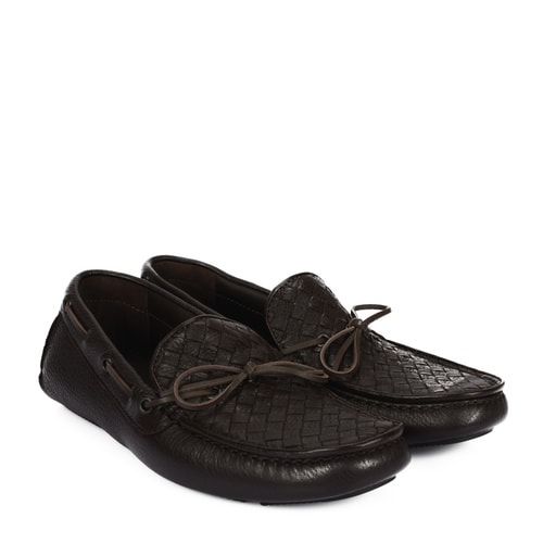 Bottega Veneta/葆蝶家 咖啡色編織牛皮男士樂(lè)福鞋休閑鞋 308160 VQ921 2006