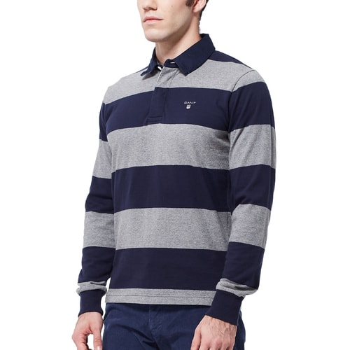 GANT/甘特 男士T恤條紋長(zhǎng)袖POLO領(lǐng)T恤 235501